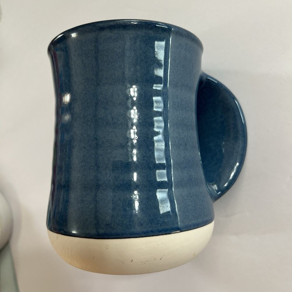 Hand Warmer Cup by Dwell Studios Blue Coffee Tea Hot Mug Pocket Handle